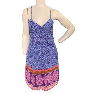 Xhilaration Wrap-V-Neck Sun Dress BOHO Batik Colorful XXL Purple #133J